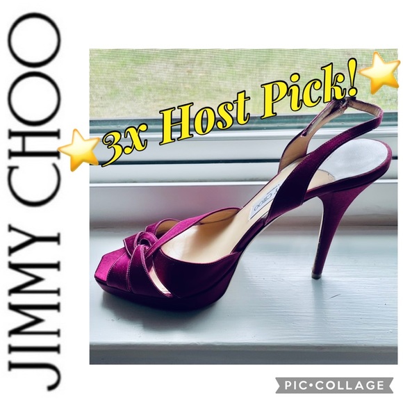 4.5” Choo Satin Stiletto Heels, Fuchsia, Italian size 40 - Picture 7 of 15